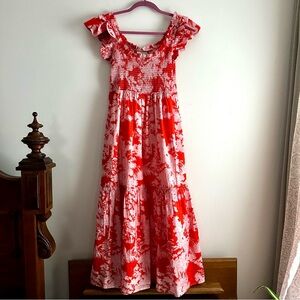 Tuckernuck • Mallie Tiered Ruffle‎ Midi Sundress in Pink/Orange Floral